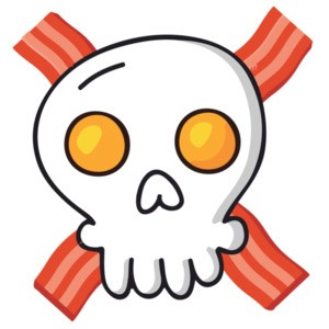 Eggs and bacon - skull and crossbones - funny breakfast t-shirt