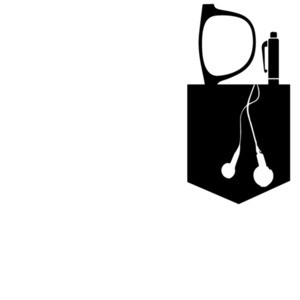 Glasses, Pen, and Ear Buds In Pocket T-Shirt