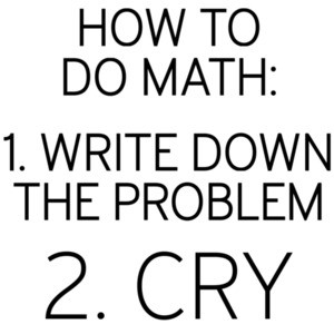 How to do math: 1. write down the problem 2. cry - math t-shirt