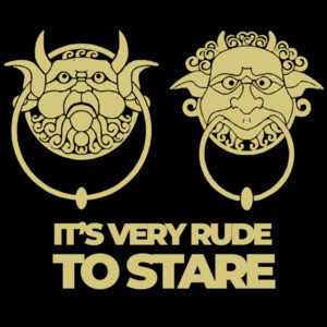 It's very rude to stare - door knockers - Labyrinth 80's T-Shirt