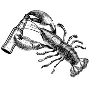 Lobster opening beer bottle t-shirt. Funny lobster t-shirt. Maine T-Shirt