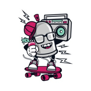 Retro Skating Spraypaint Can With Boombox Graffiti T-Shirt