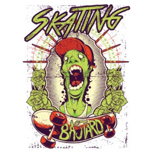 Skating Bastard Zombie Gothic Skating T-Shirt
