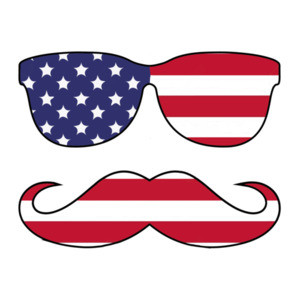 Sunglasses And Mustache Flag  - Patriotic T-Shirt