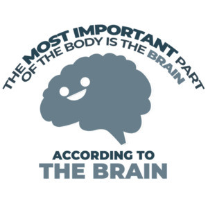 The most important part of the body is the brain - according to the brain. funny sarcasm t-shirt