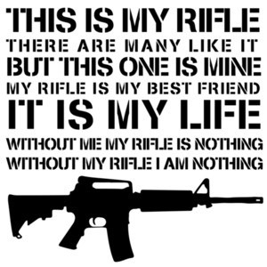 This is my rifle - There are many like it - but this one is mine - my rifle is my best friend - it is my life - without me my rifle is nothing without my rifle I am nothing - Gun T-Shirt - Full Metal Jacket - 80's T-Shirt