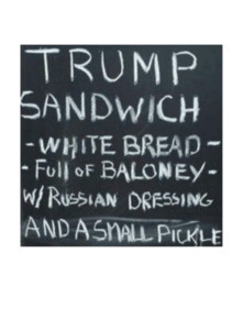 Trump Sandwich, white bread, full of baloney w/russian dressing and a small pickle - funny anti trump t-shirt