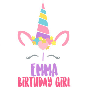 Unicorn Birthday Girl Shirt. Girl's Happy Birthday. Custom T-Shirt with your girl's name and age. Personalized Birthday T-Shirt