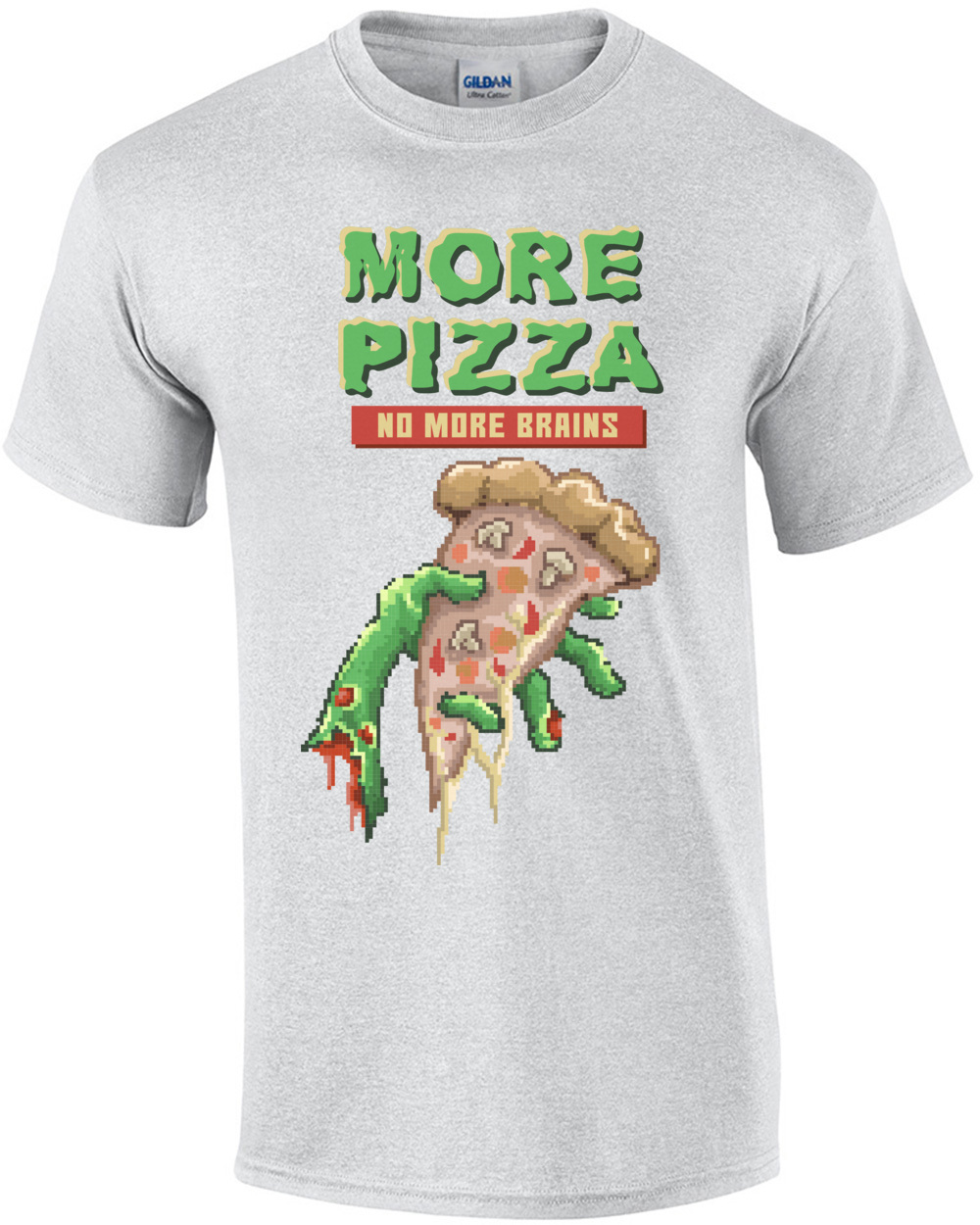 More Pizza No More Brains Retro T-Shirt