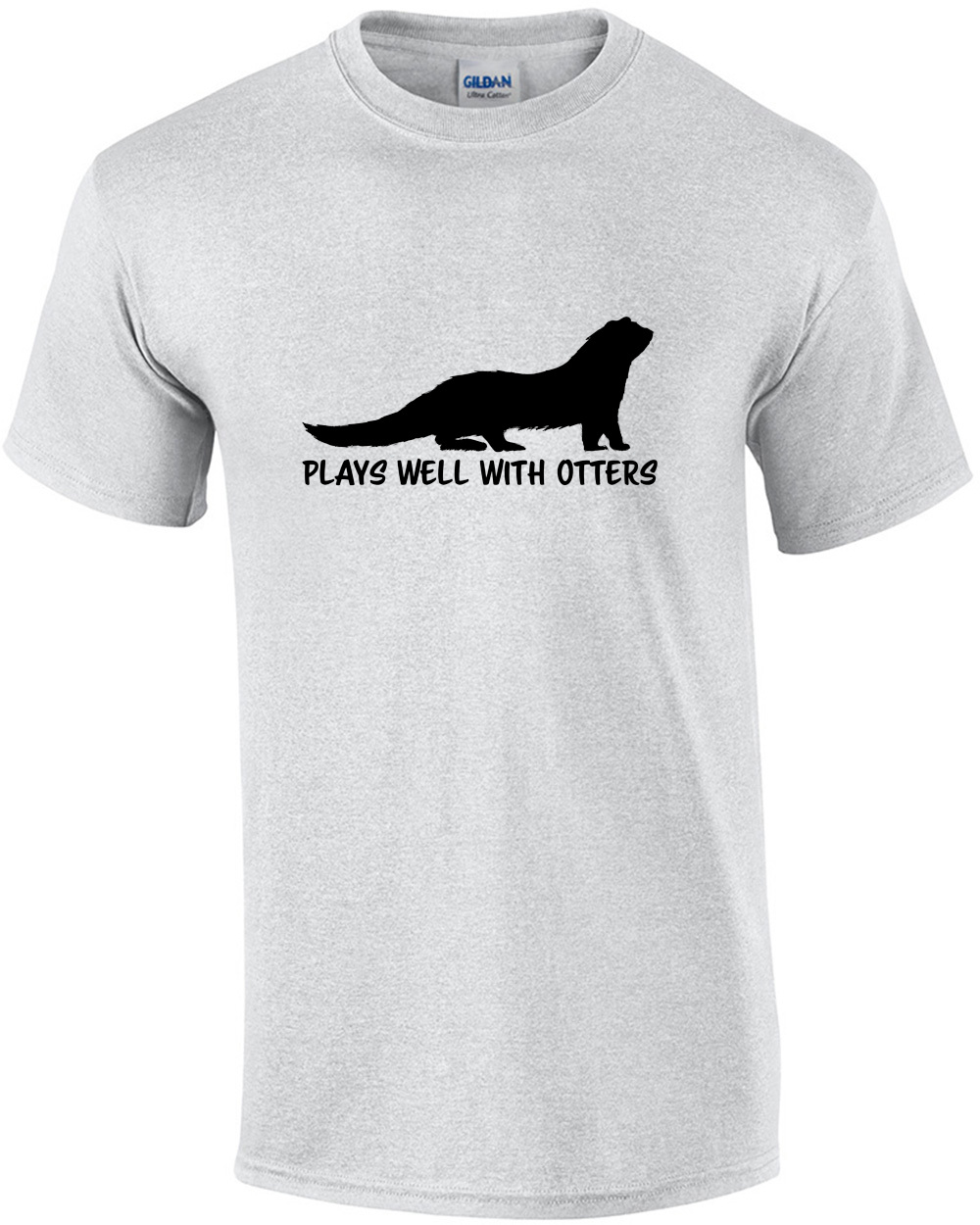 Plays well with otters - funny animal pun t-shirt